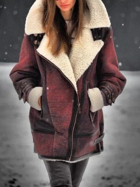 Dames Shearling Jas - Warme Aviator Jas voor de Winter