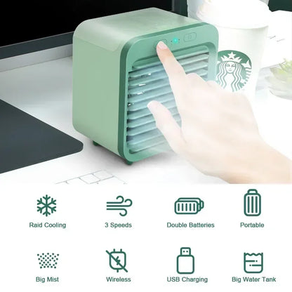 Draagbare Koelventilator USB Mini Luchtbevochtiger Bureaukoeler Mistverstuiver voor Kantoor Thuis