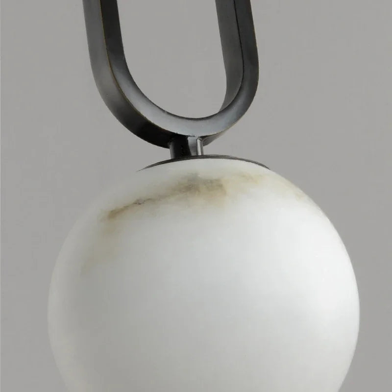 Natuurstenen Marmeren Hanglamp – Luxe Scandinavische Verlichting met Koperen Details