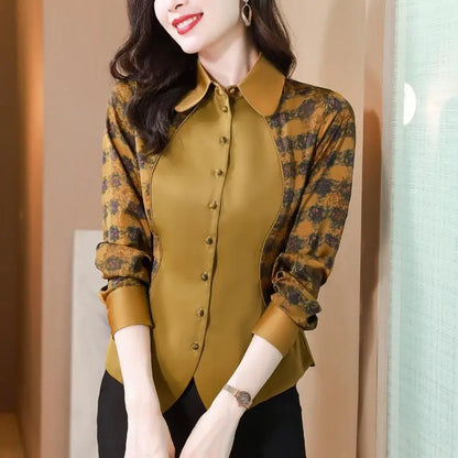Vrouwen Blouse Lente Mode Patchwork Stof