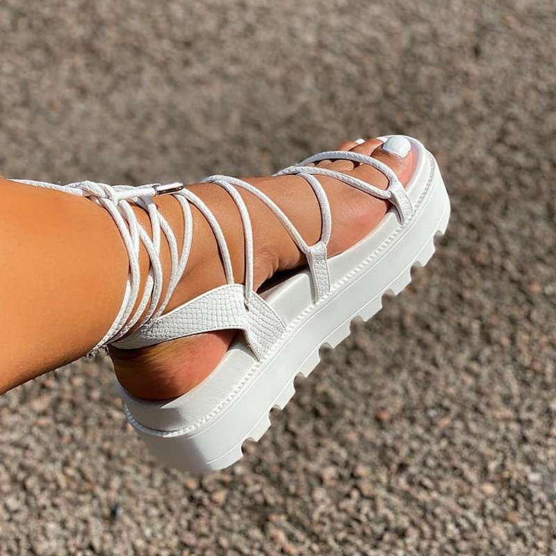 Leren Sandalen met Veters Mooi Ontwerp