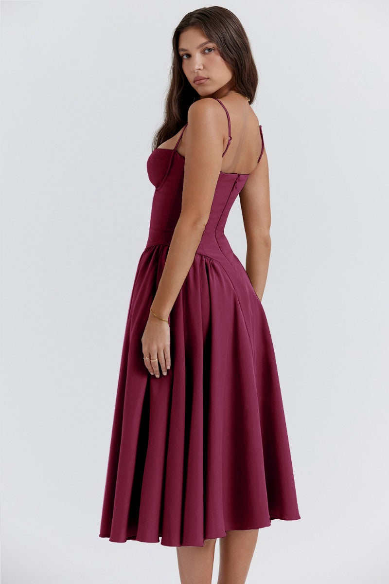 Midi Jurk Zonder Mouwen met Corsage Snit