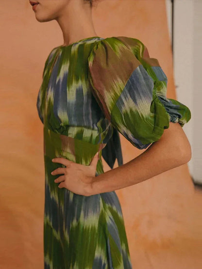 Kleurrijke Midi Jurk Tie Dye Zomerjurk Vrouwen