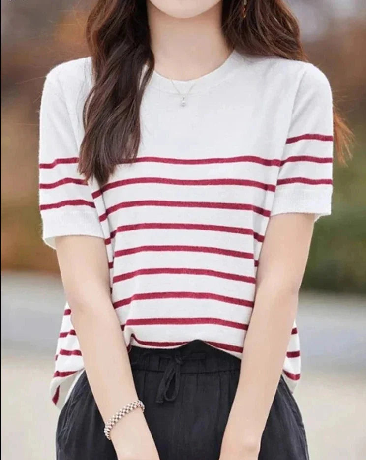 Zomerse Blouse Gestreept Vrouwelijk Model
