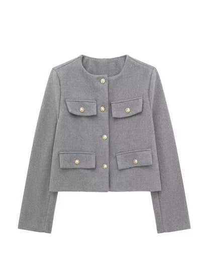 Dames Blazer Tweed Jas Klassiek Design