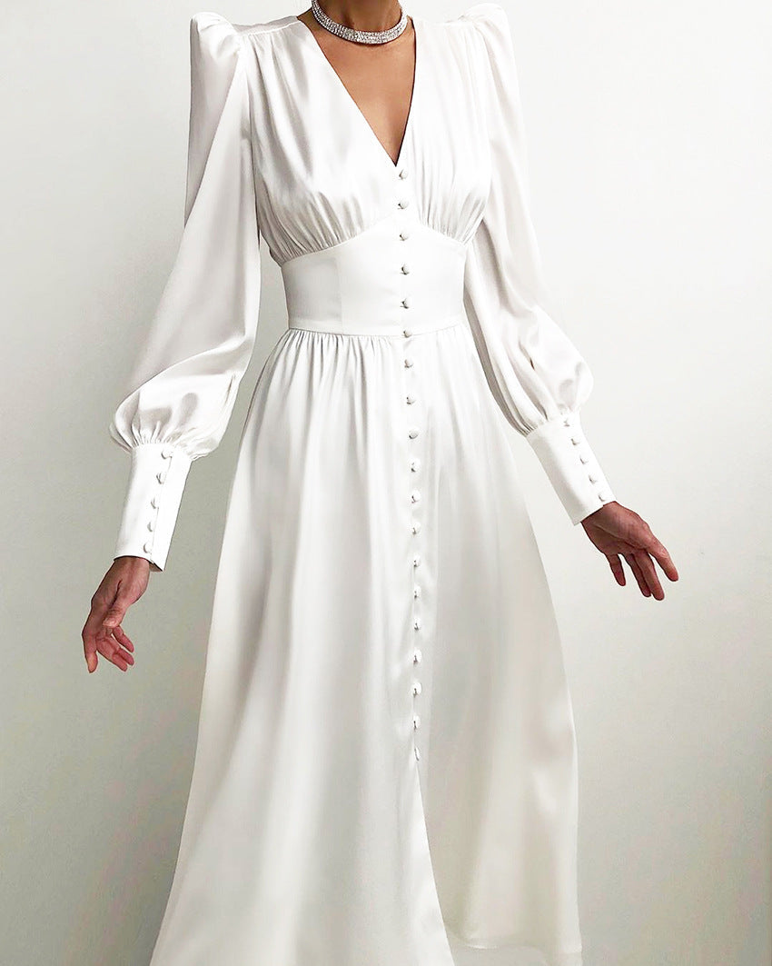 Jurk voor Vrouw Satijnen Midi Jurk Elegante Stijl