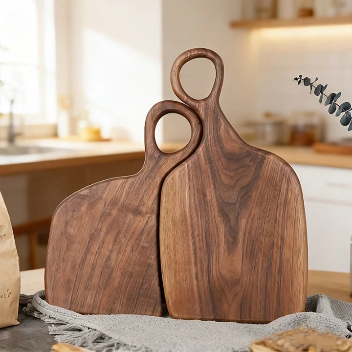 Massief Houten Snijplank Set van 2 met Ophangoog – Walnoot 34 cm Keukenhulp Serveerplanken