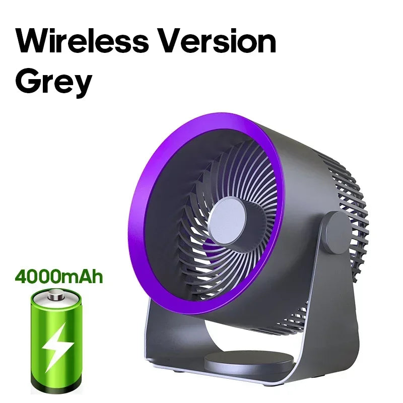 Draadloze Circulatie ventilator 4000mAh Oplaadbaar Wandmontage Zonder Boren Stil Bureau Badkamer Slaapkamer Luchtcirculatie