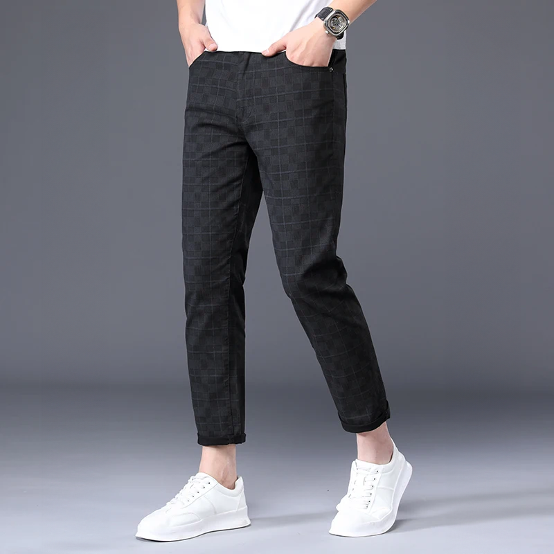 Herensluipte Broek Geruit Comfortabel Casual Model