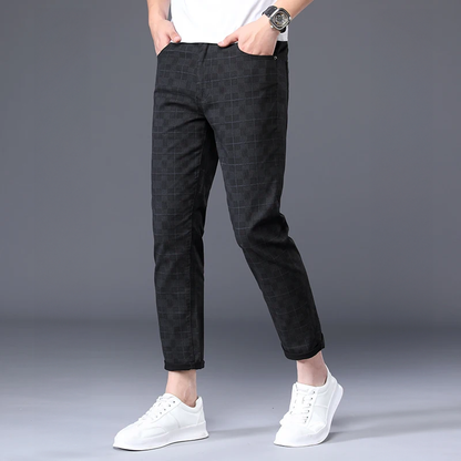 Herensluipte Broek Geruit Comfortabel Casual Model