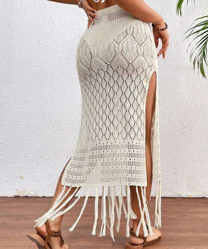 Vrouwelijke Splitrok van Gladde Stof Elegante Pasvorm