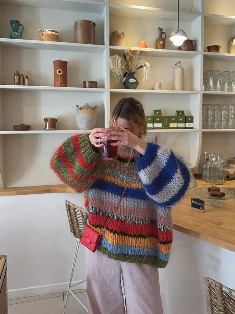 Vrouwelijke Trui Lange Mouwen Kleurrijk Warm - StudioMarella