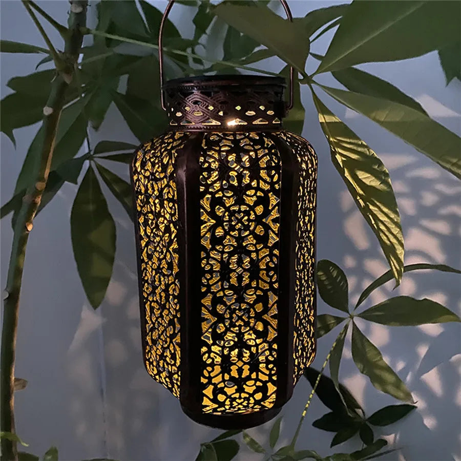 Zonne-energie Art Deco Tuinlantaarn Metaal LED Hanglamp Geometrisch Buitenverlichting