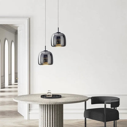 Scandinavische Glazen Hanglamp – Warm Sfeerlicht met Amber, Helder of Grijs Glas – Ø 15, 25 of 35 cm – Moderne Verlichting voor Keuken, Eetkamer en Woonkamer
