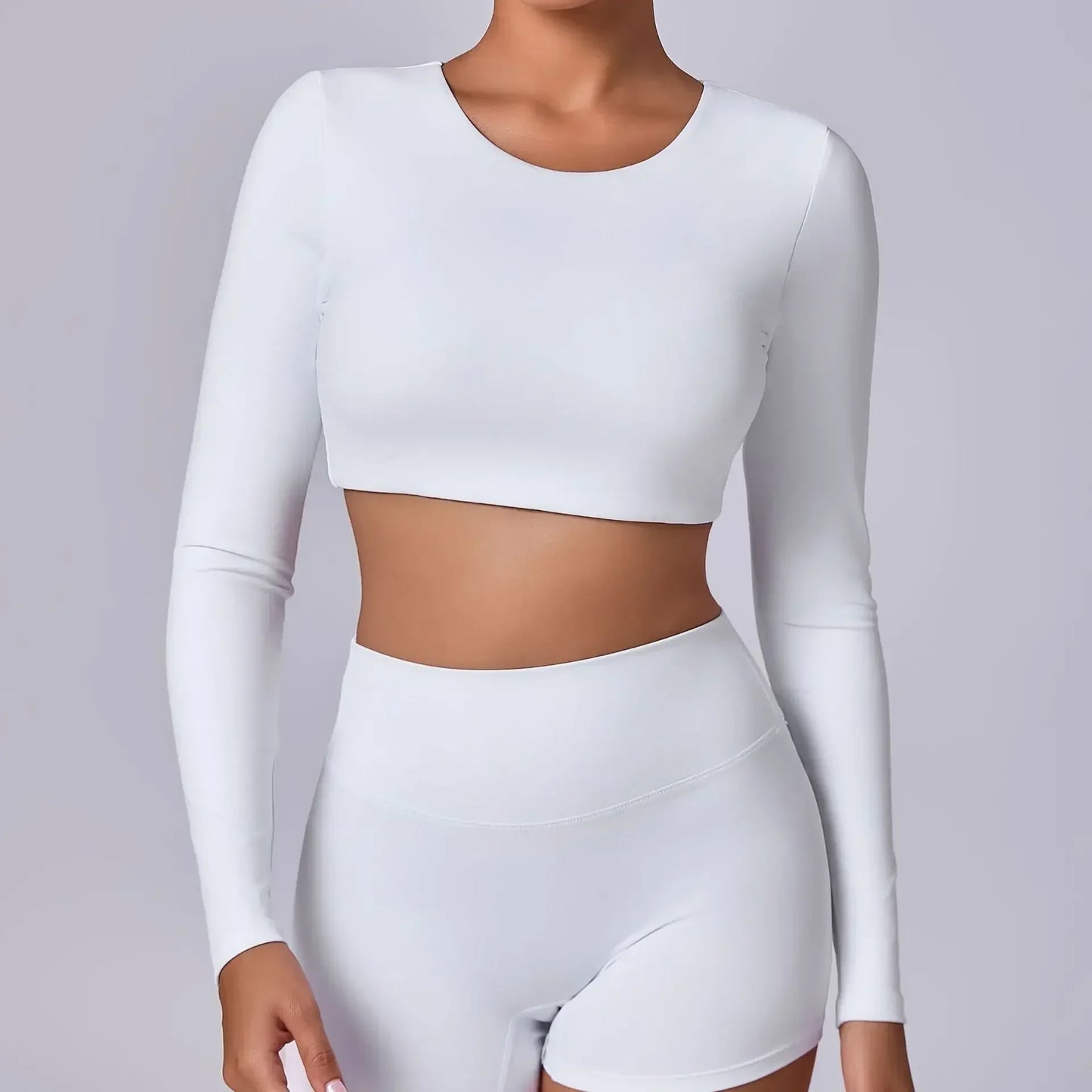 Vrouwelijke Cropped Top met Push-up Lange Mouwen