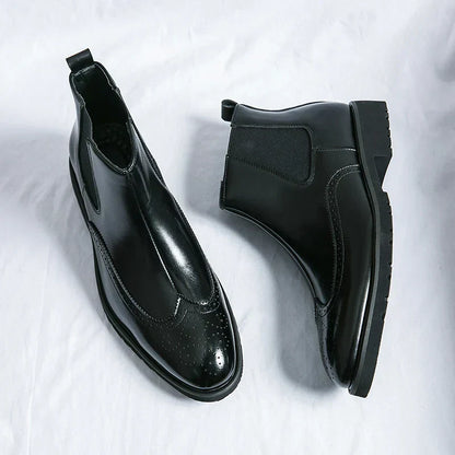 Zwarte Chelsea Boots Heren Glanzend Leer Laarzen - StudioMarella