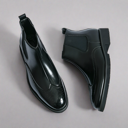 Zwarte Chelsea Boots Heren Glanzend Leer Laarzen