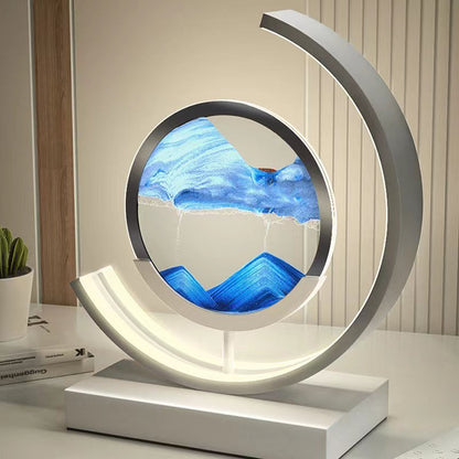 LED tafellamp acryl draaibaar zandlandschap zwart woonkamer slaapkamer sfeerlamp nachtlamp decoratieve lamp