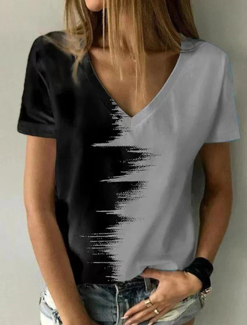 Vrouwen T-shirt Korte Mouwen Zomerse V-hals Top