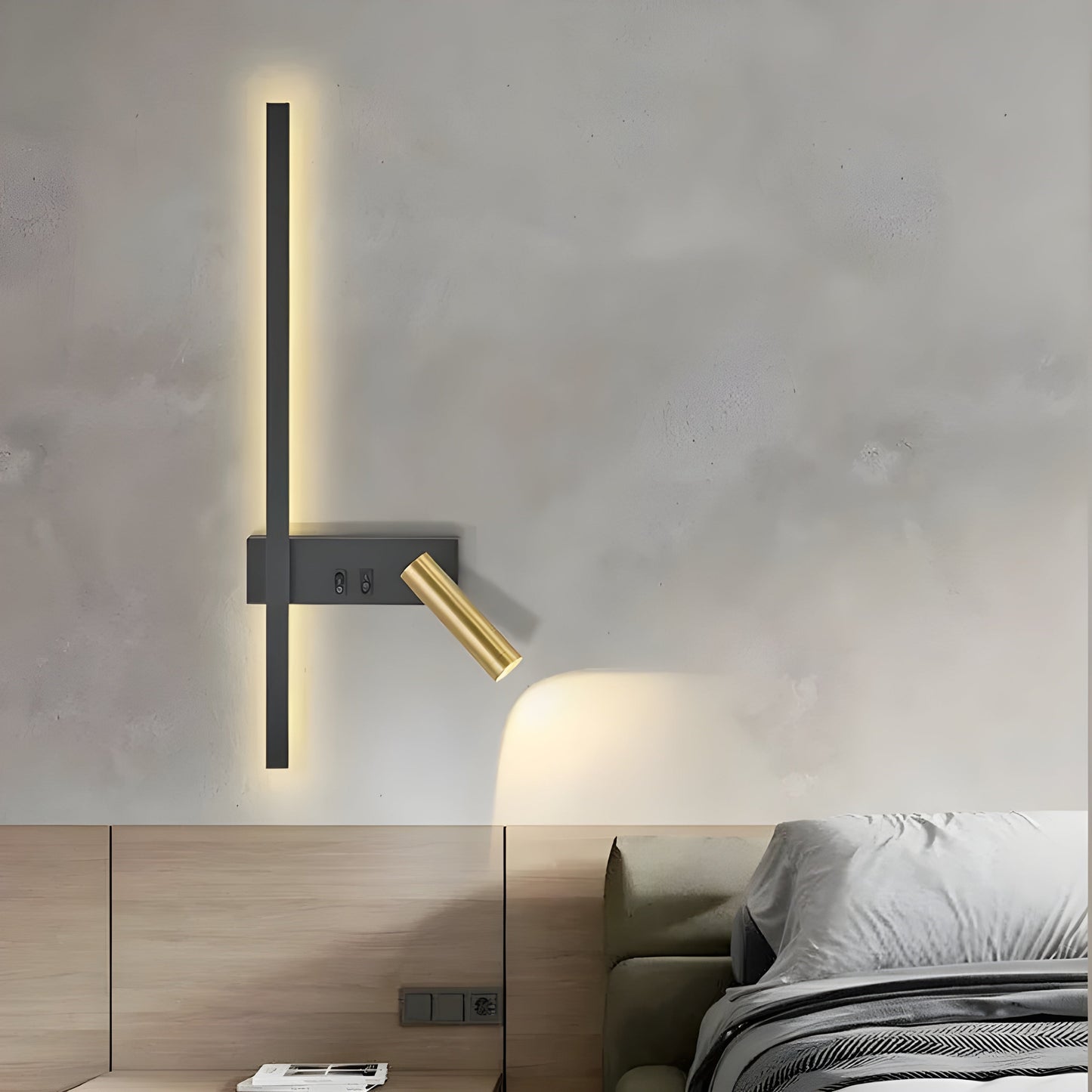 Wandlamp LED Zwart Goud Met Schakelaar Up Down Light