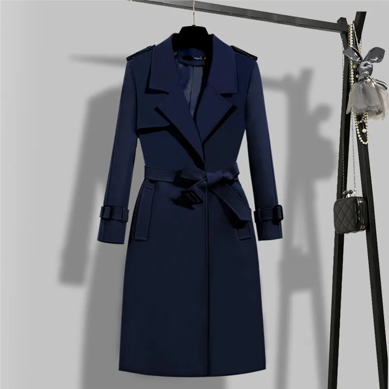 Dames Trenchcoat Vintage Stijl Hoogwaardig Gewassen