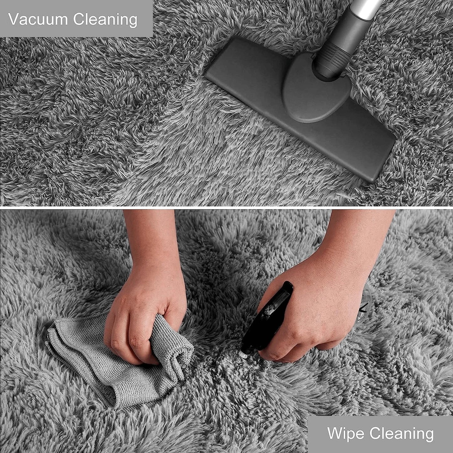 Fluffy Vloerkleed Microvezel Antislip Grijs Wit Bruin Slaapkamer Woonkamer Pluizig Tapijt Nachtkastje Shaggy Zacht