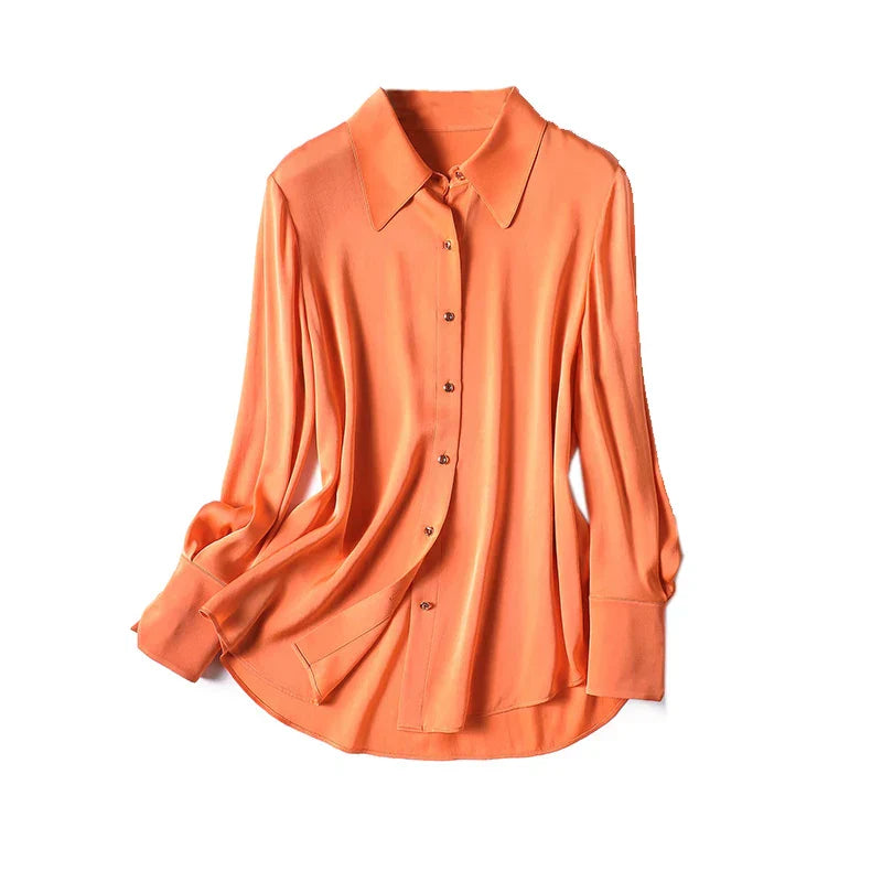 Dames Nachtblouse Oranje Elegante Slaapshirt