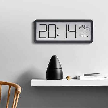 Digitale Wandklok met LED-Display – Temperatuur & Tijd – Modern Design – Wit & Zwart