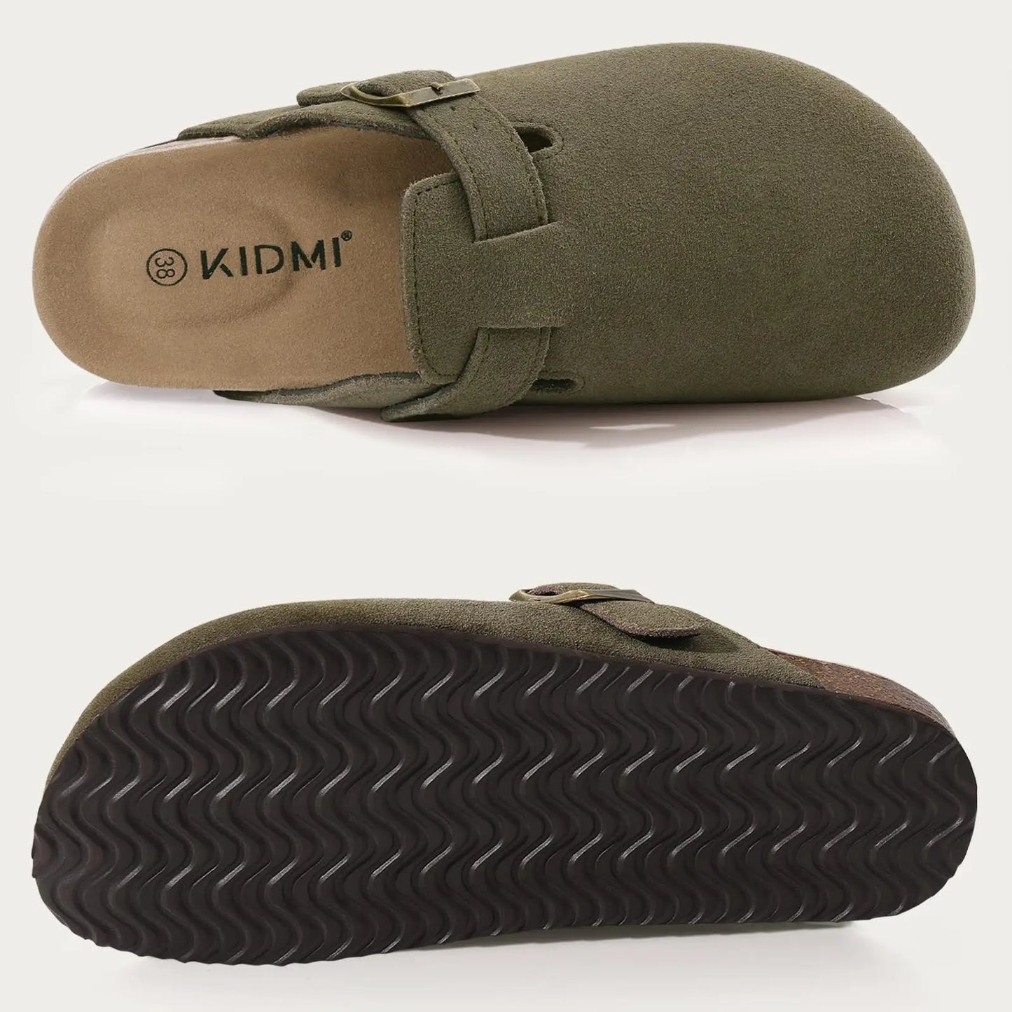 Leren Slippers voor Dames met Kurksok