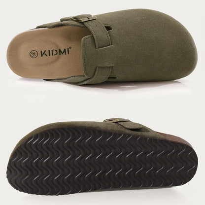 Leren Slippers voor Dames met Kurksok