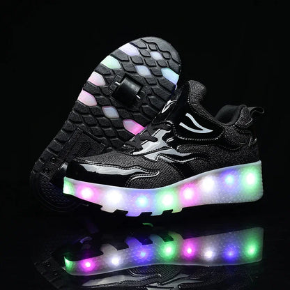 LED Wieltjeschoenen Kinderen Synthetisch Roze met Verlichting Rolschoenen Sneakers met Wielen voor Buitenspelen