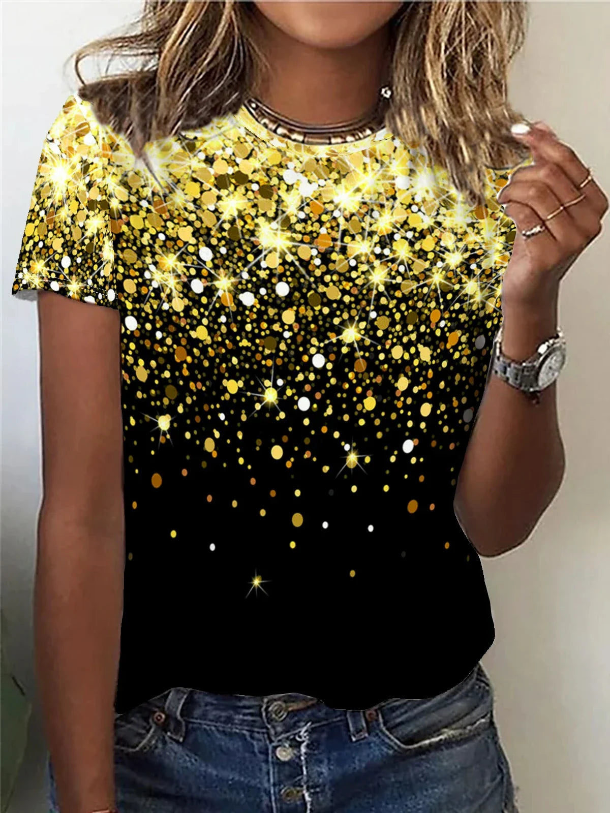 Glitter T-Shirt Met Pailletten Kort Model - StudioMarella