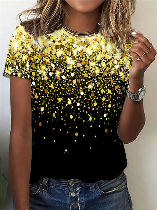 Glitter T-Shirt Met Pailletten Kort Model - StudioMarella