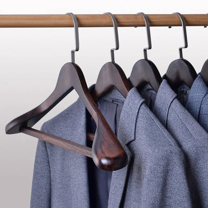 Kledinghangers Hout Metaal Donkerbruin Garderobe Kast Jas Hanger Set Luxe Kledinghanger Antislip Vormbehoud
