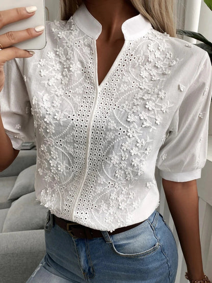 Dames Blouse Broderie Elegante Pasvorm - StudioMarella
