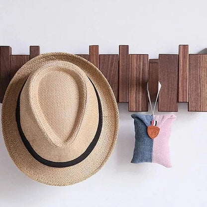 Magnetische Wandkapstok Beuken & Walnoot – Inklapbare Haken Duurzaam FSC-Hout Smal Design Hal Entree Slaapkamer Scandinavisch