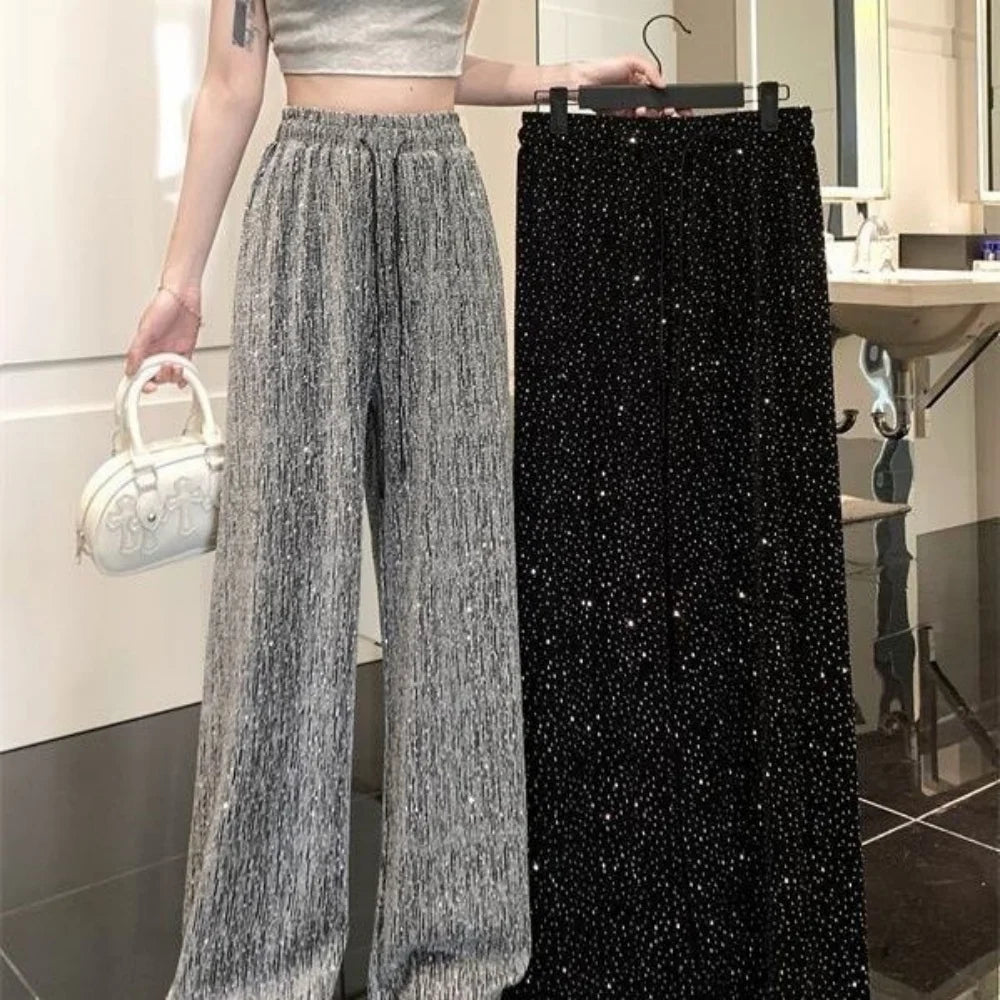 Kristal Broek Glitter Diamant Oceaan Blauw