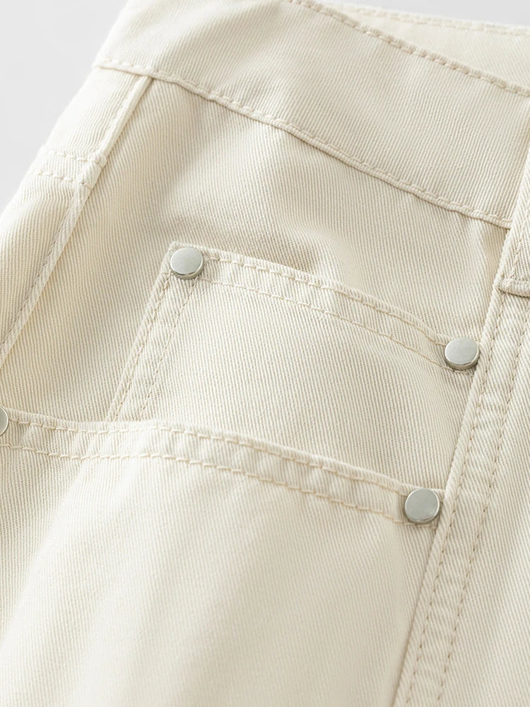 Witte Rechte Jeans van Hoge Kwaliteit Luxe Stof