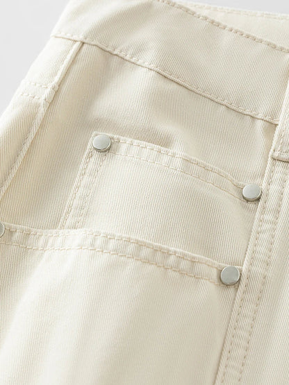 Witte Rechte Jeans van Hoge Kwaliteit Luxe Stof