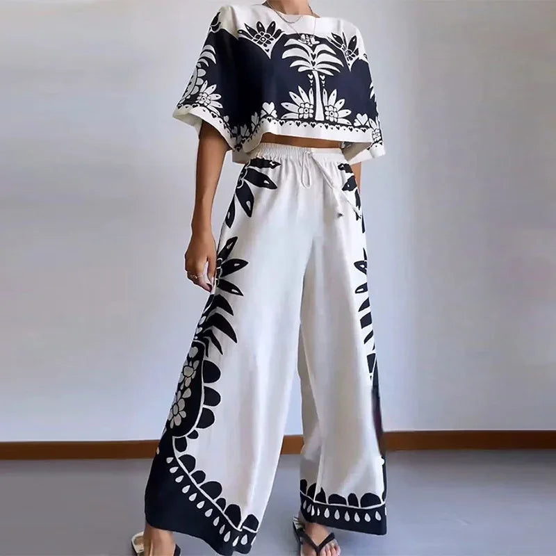Vrouwelijke Kleding Set met Vintage Print - StudioMarella