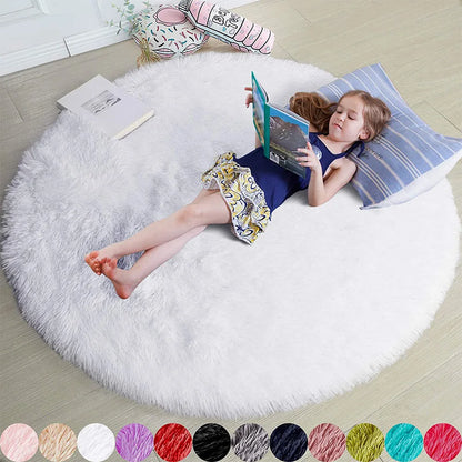 Vloerkleed Kinderkamer Rond Fluffy Zacht 160cm Shaggy Tapijt