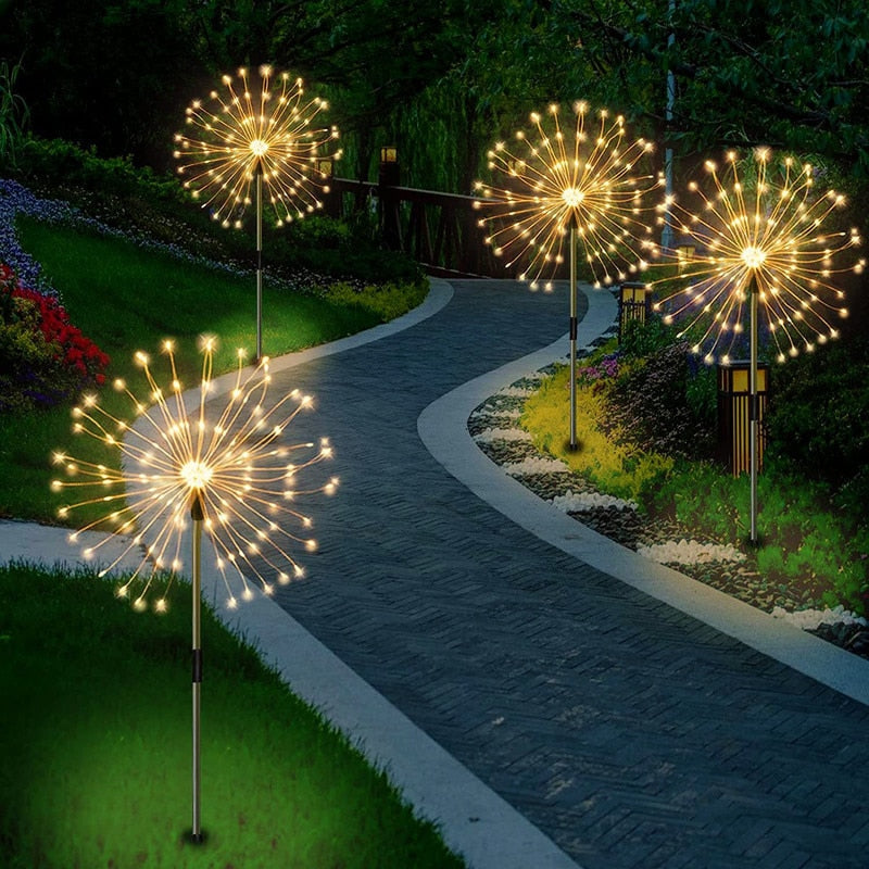 Zonnevuurwerk Tuinlamp 120 LED | Waterdicht IP65 | 8 Verlichtingsmodi