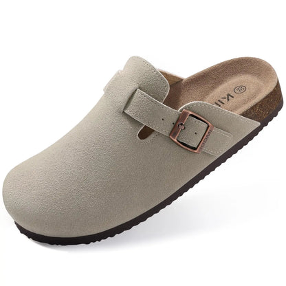 Leren Slippers voor Dames met Kurksok