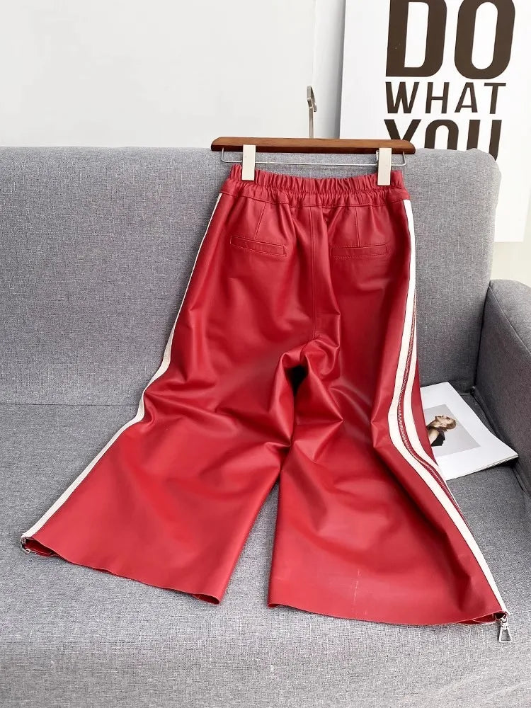 Leren Joggingbroek Echt Leer Zwart Luxe Stijl