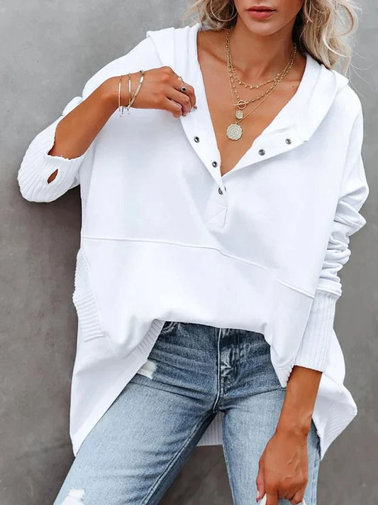 Dames Hoodie Zacht Katoen V-hals Casual Sweatshirt - StudioMarella