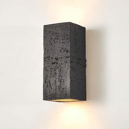 Japandi Wandlamp Travertijn Look Cement Rechthoek Warm Licht Woonkamer Slaapkamer