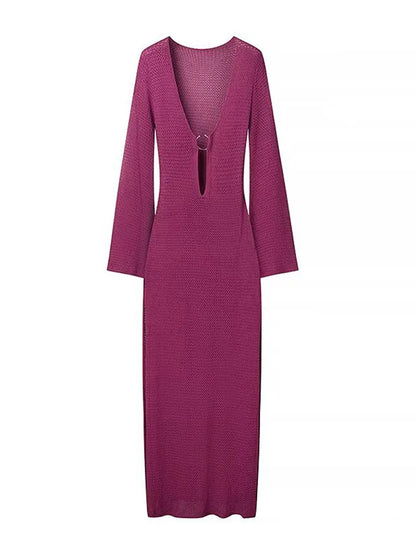 Gehaakte Maxi Zomerjurk met Flared Mouwen