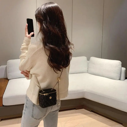 Luxe Ruit Schoudertas voor Dames Leer