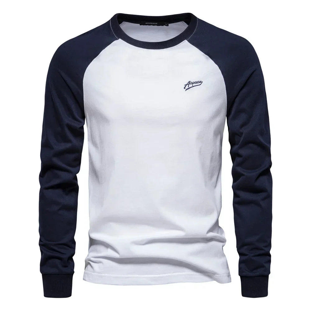 Heren Longsleeve Shirt Sportief Ronde Hals Casual