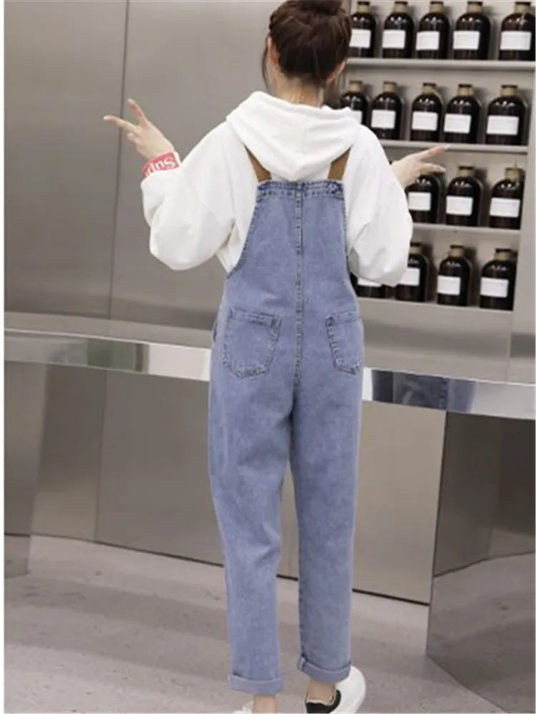 Vintage Denim Overall Broek Blouse Combinatie